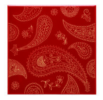 Paisley Gold on Red Passion 152 x 152