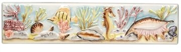 Coral Reef Seahorse and Conch Border 200 x 50